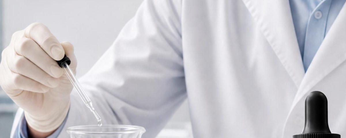 Prélèvement à la pipette d'une solution au préparatoire, préparation d'une lotion capillaire sur mesure